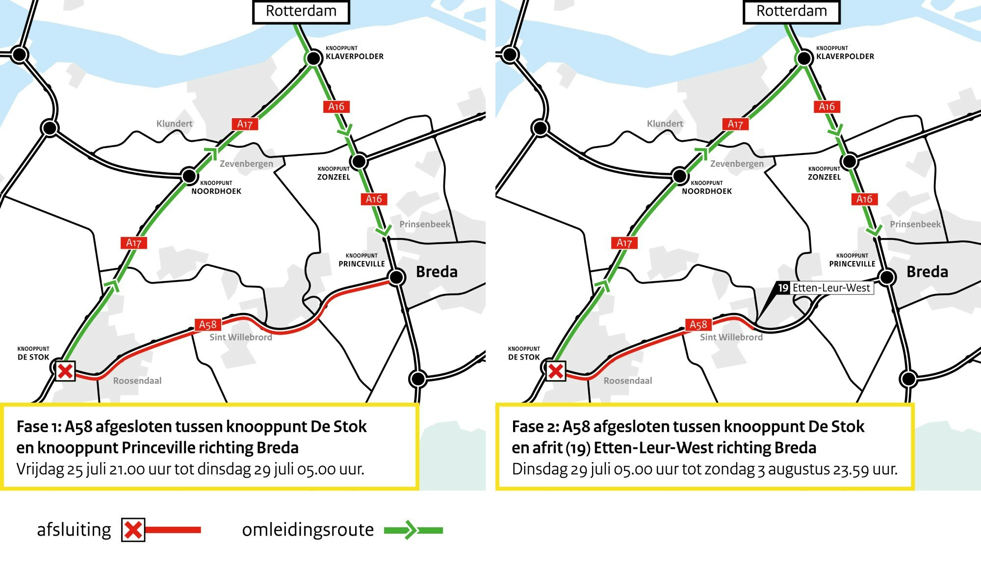 werkzaamheden wegafsluiting snelweg a58 roosendaal etten-leur breda