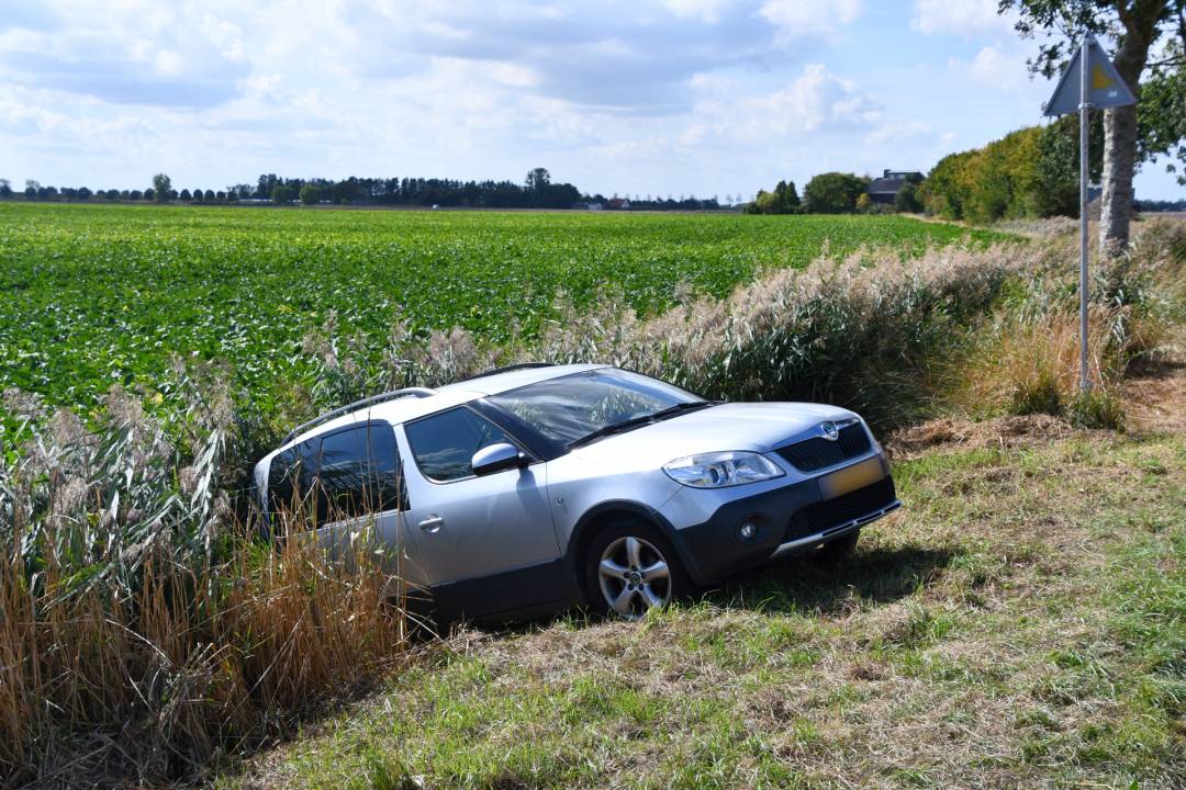 Auto raakt van de weg en belandt in sloot