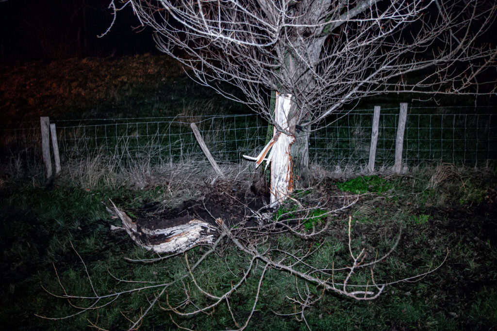 Auto knalt tegen boom in polder bij Poortvliet