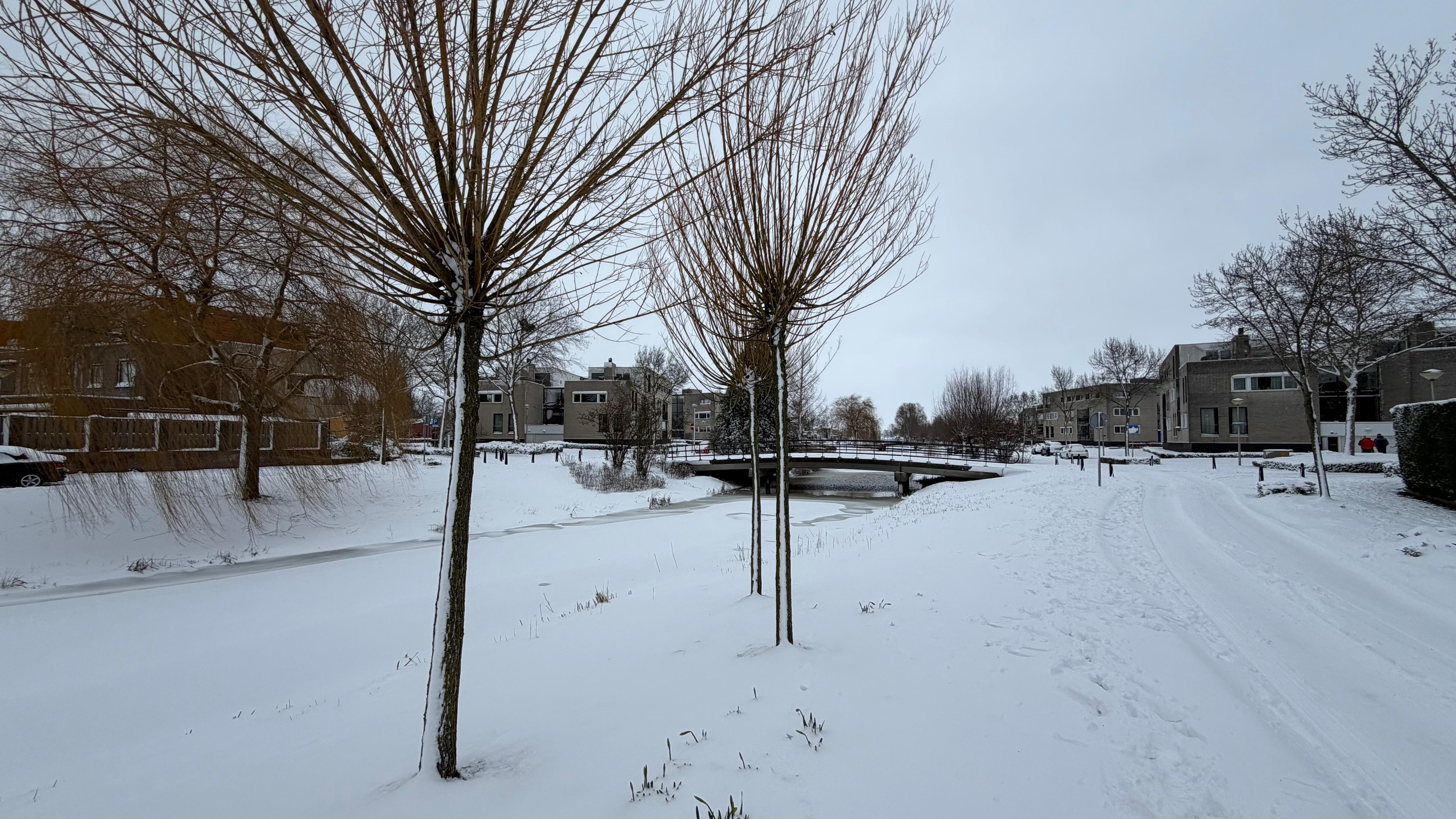 De straten in Etten-Leur zijn wit van de sneeuw.